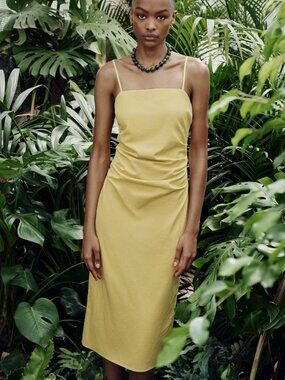 zara square neck midi dress Zara | Dresses | Zara Light Yellow Floral Print Jacquard Knit Square Neck Midi Dress